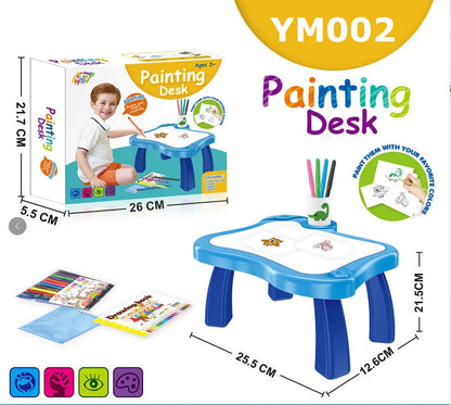 Children's magnetic projection drawing board with music function in blue and pink