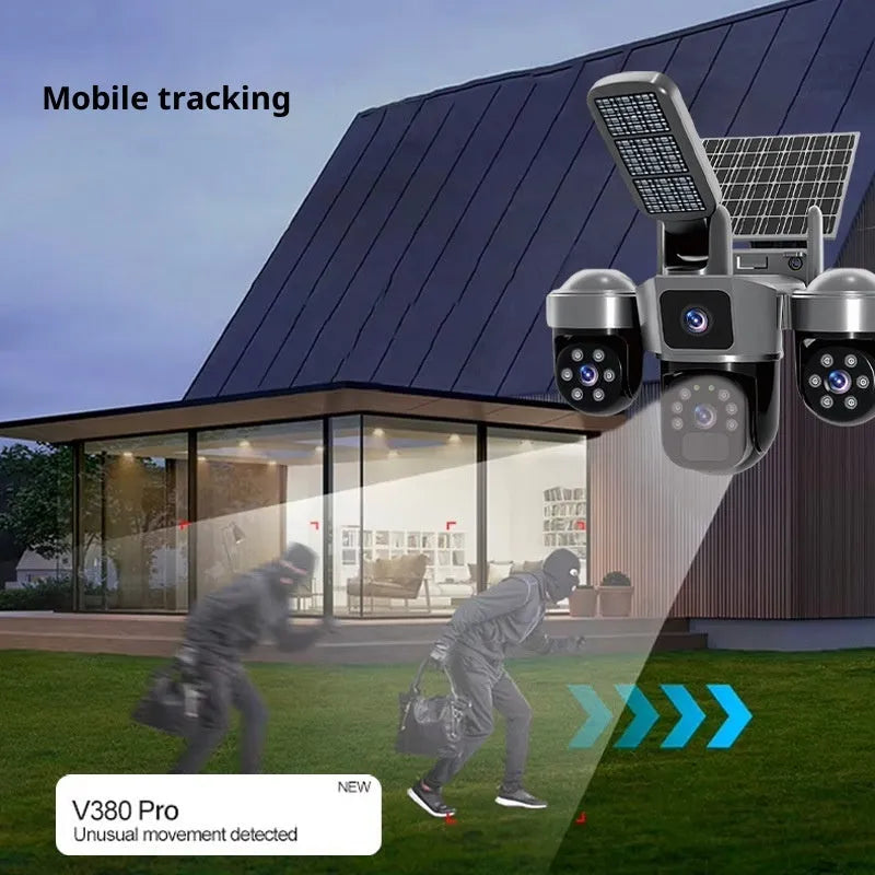 Outdoor 4G solar camera with full-colour night vision, two-way voice, and ABS plastic housing