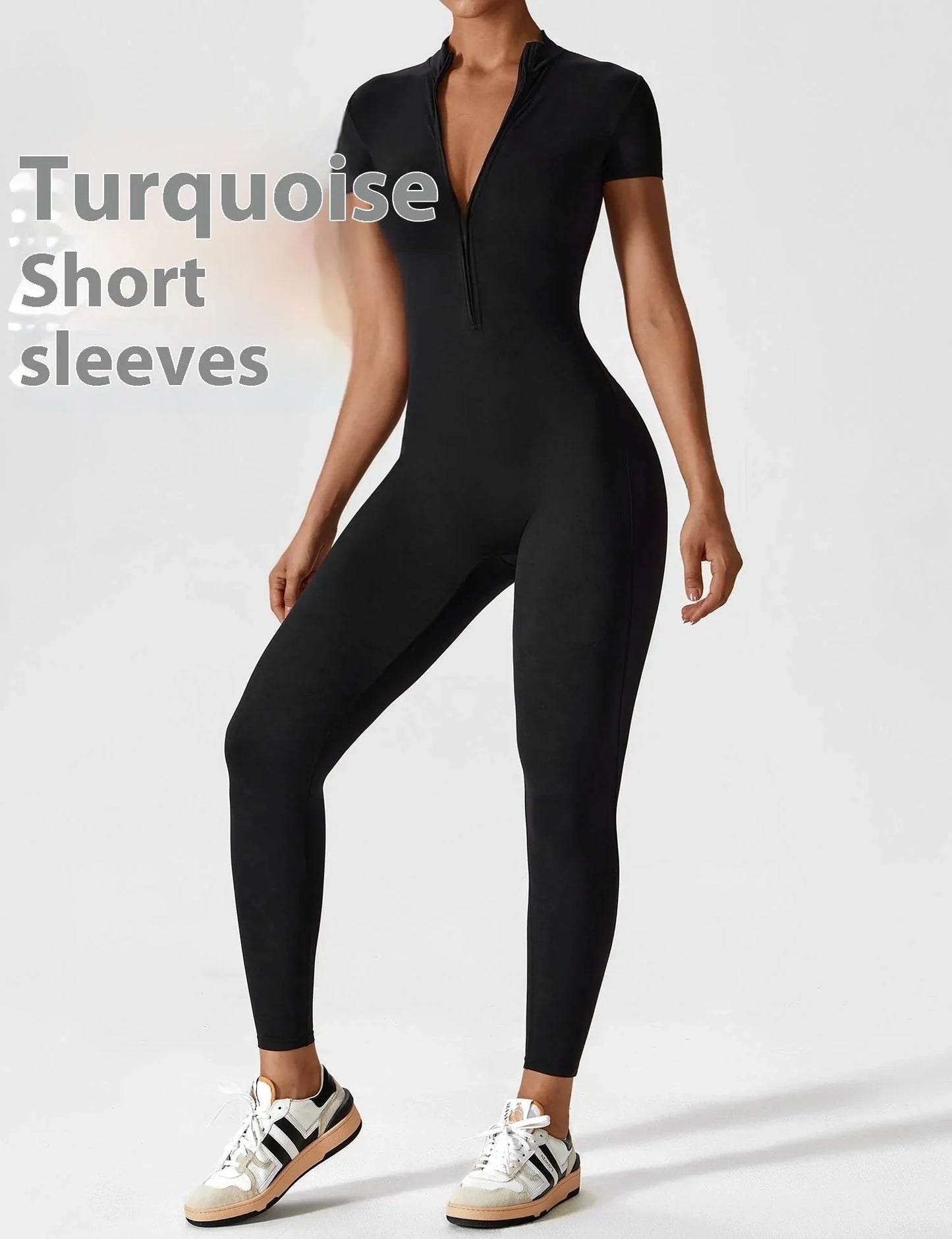 Women's long sleeve seamless jumpsuit for yoga and fitness in various colours