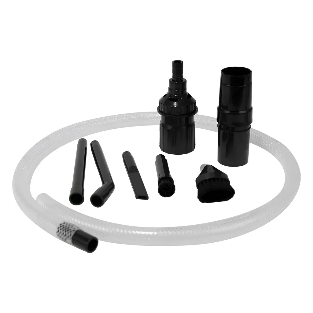 Eight-piece vacuum cleaner accessory set with small suction heads and brushes for detailed cleaning.