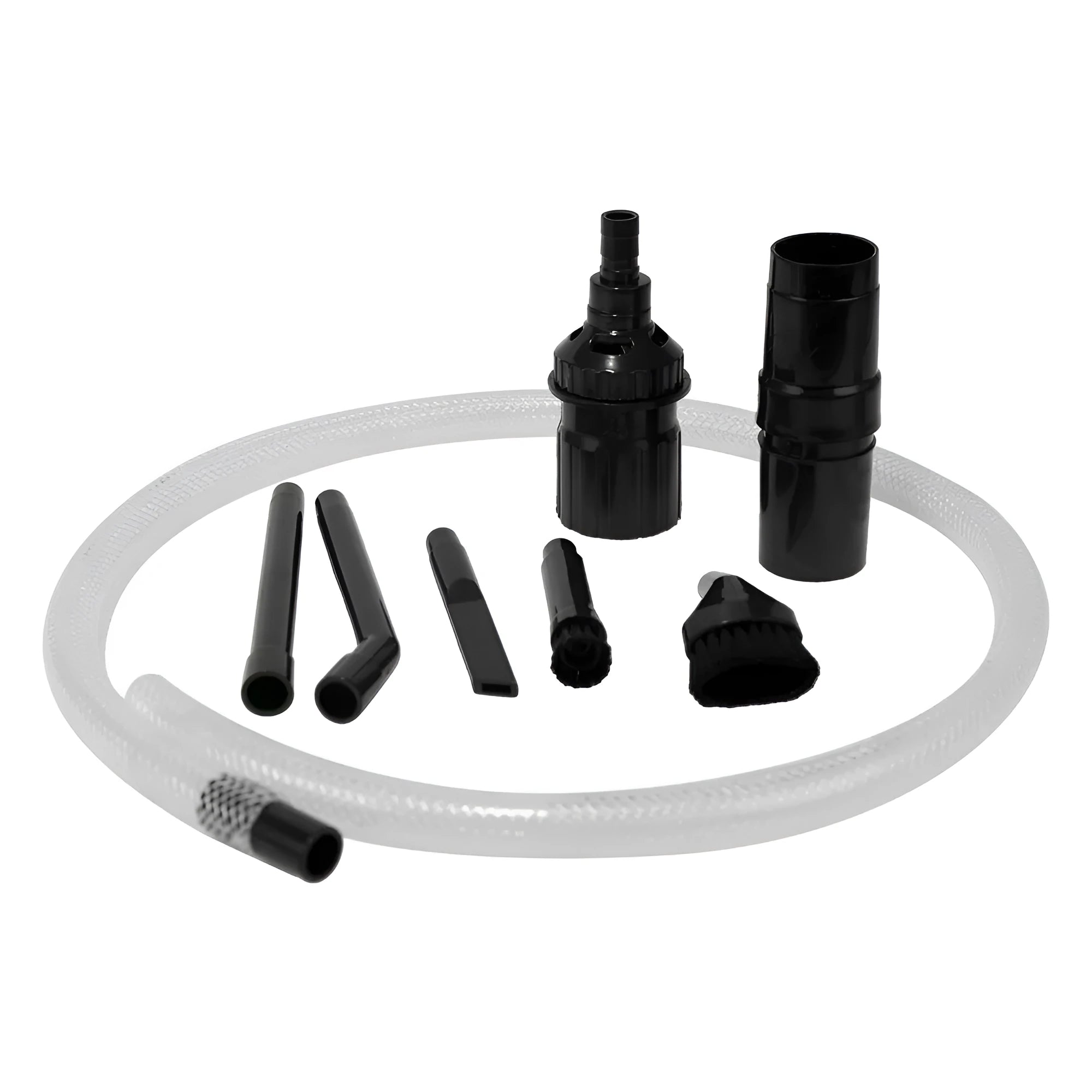 Eight-piece vacuum cleaner accessory set with small suction heads and brushes for detailed cleaning.