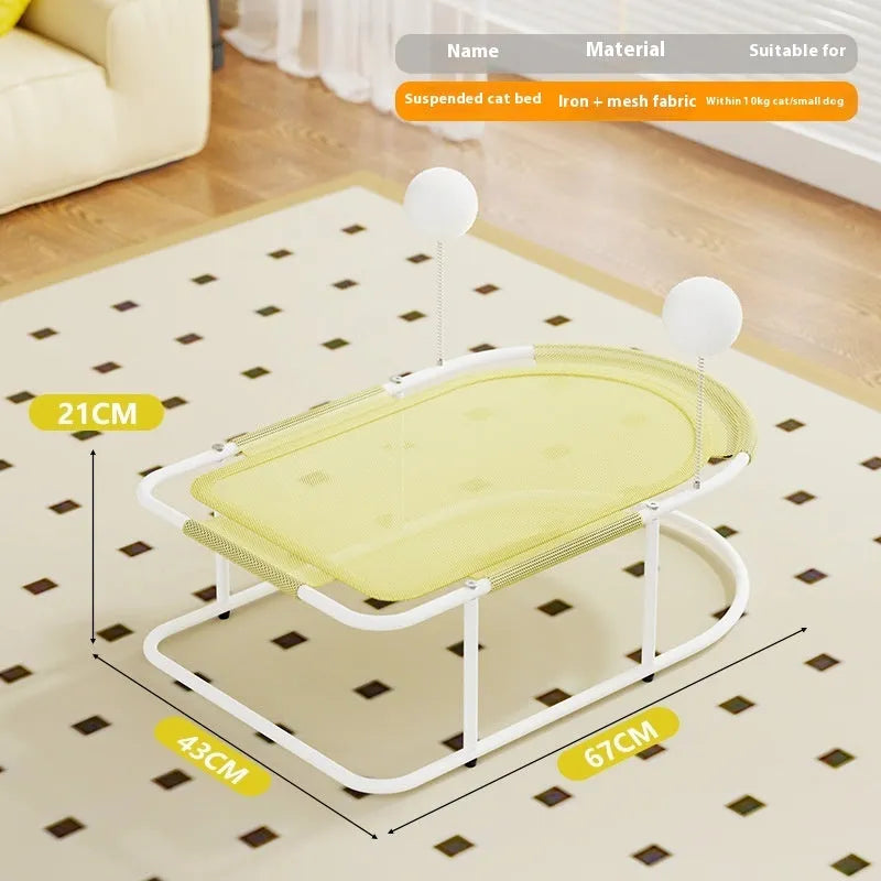 Large grey fabric cat kennel bed with breathable cage design