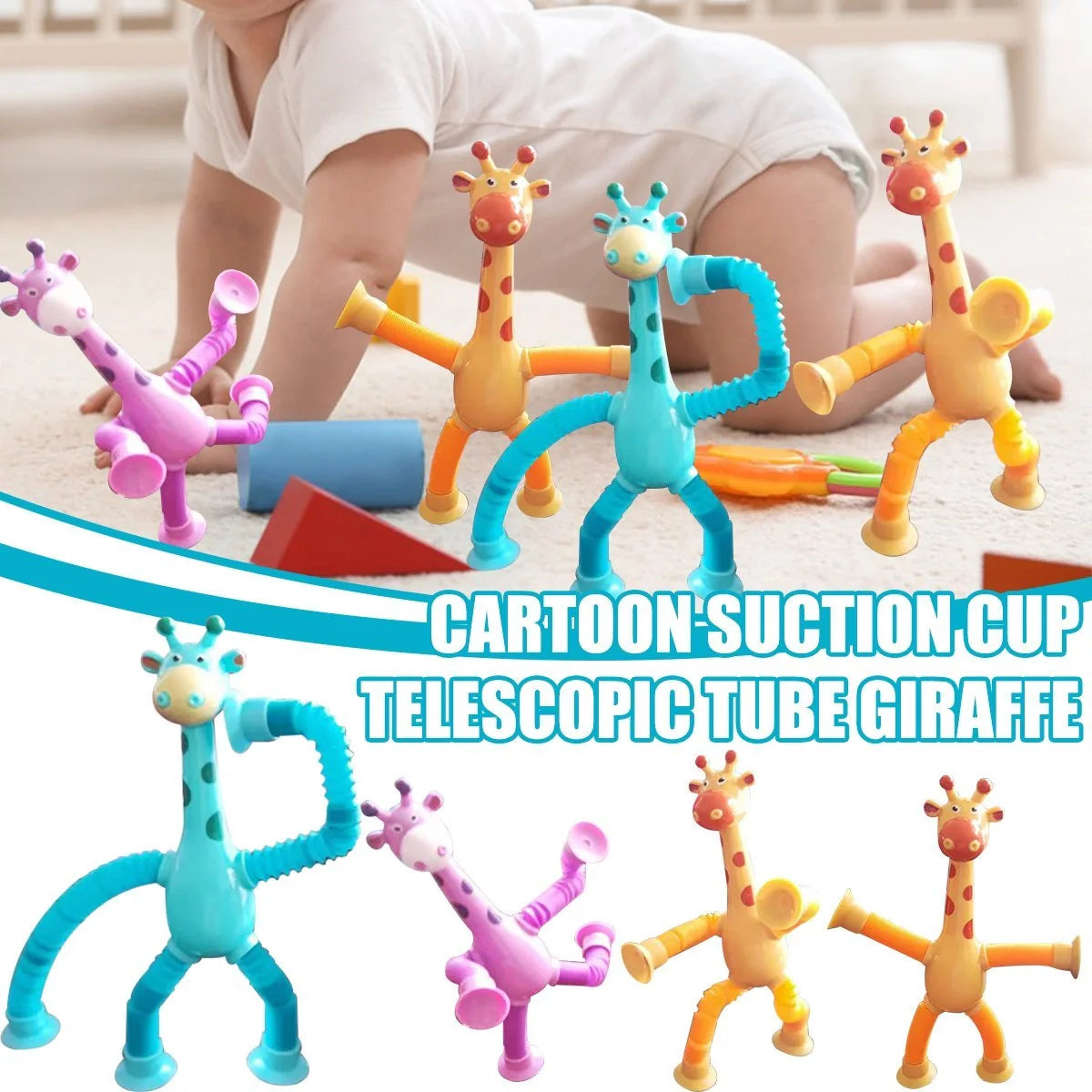 Giraffe Tubes Sensory Toys in various colors for stress relief and sensory play