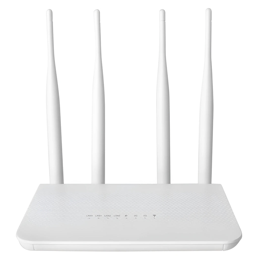 White CPE210 4G LTE wireless router with EU power supply and network cable