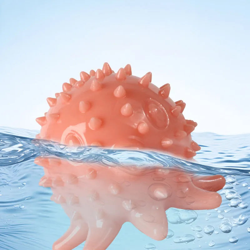 Eight-clawed octopus dog toy in blue made from TPR material for chewing and dental health