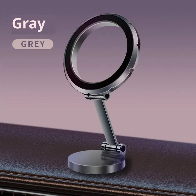 Aluminium alloy magnetic car holder with rotating base in gun colour – 60x15mm collapsible navigation bracket