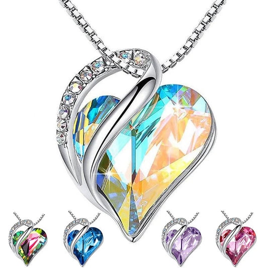 925 silver heart-shaped geometric necklace for women in various colours