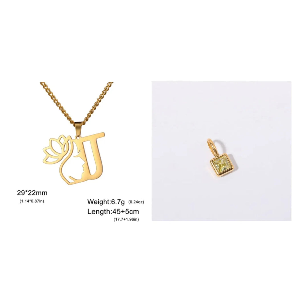 Stainless steel necklace with cross chain design and a pendant, available in gold or steel colour.