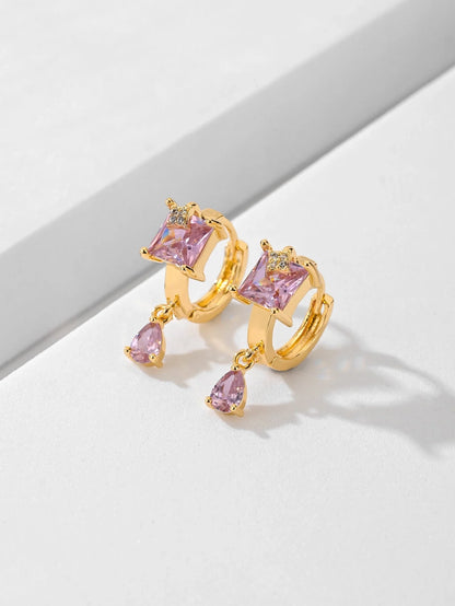 Copper-plated gold fashion earrings with water droplet design in six colors