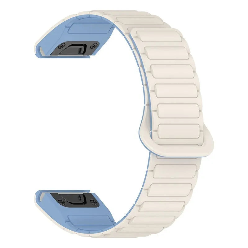 Jiaming silicone magnetic watch band in black with retaining ring style, 22mm width