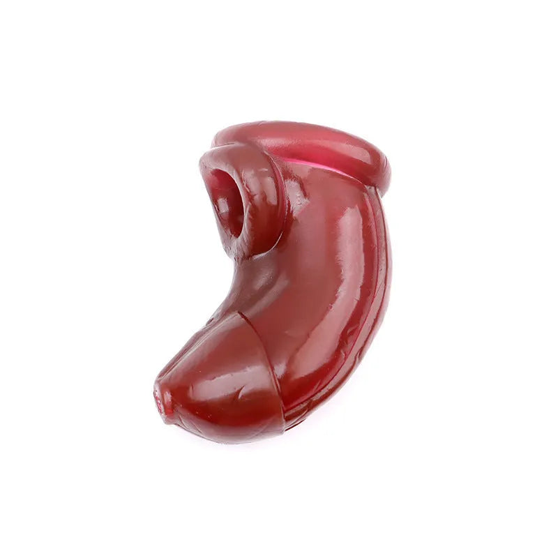 Soft rubber birdcage chastity lock in white colour for secure abstinence restraint
