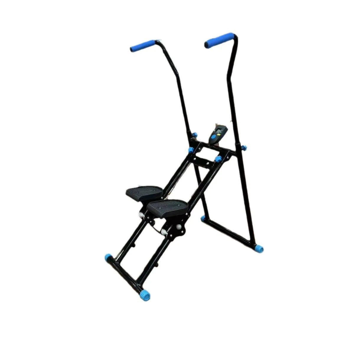 White foldable home fitness machine with integrated treadmill and climbing frame