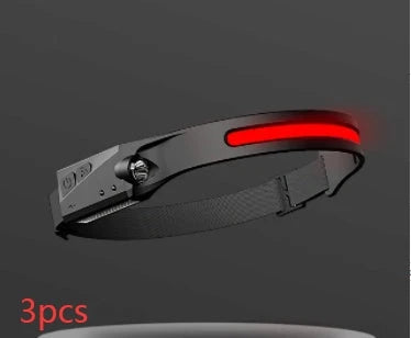 COB LED Induction Riding Headlamp Flashlight with USB rechargeable and waterproof features for outdoor activities