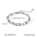 Stainless steel horseshoe chain jewellery set with titanium steel pendant showing necklace, bracelet and earring pieces