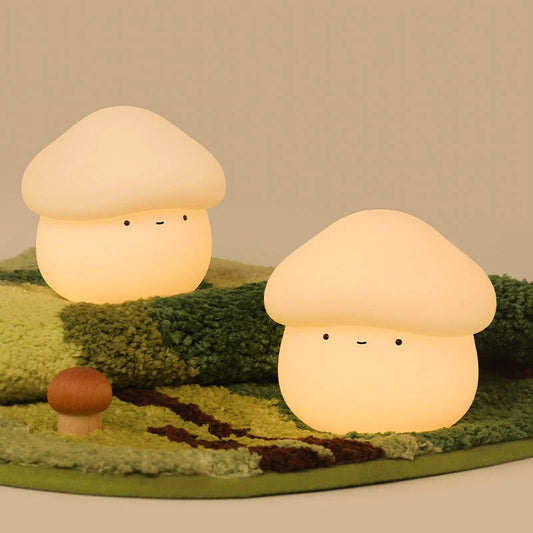 UNew Mushroom Night Lamp with warm white light and silicone base