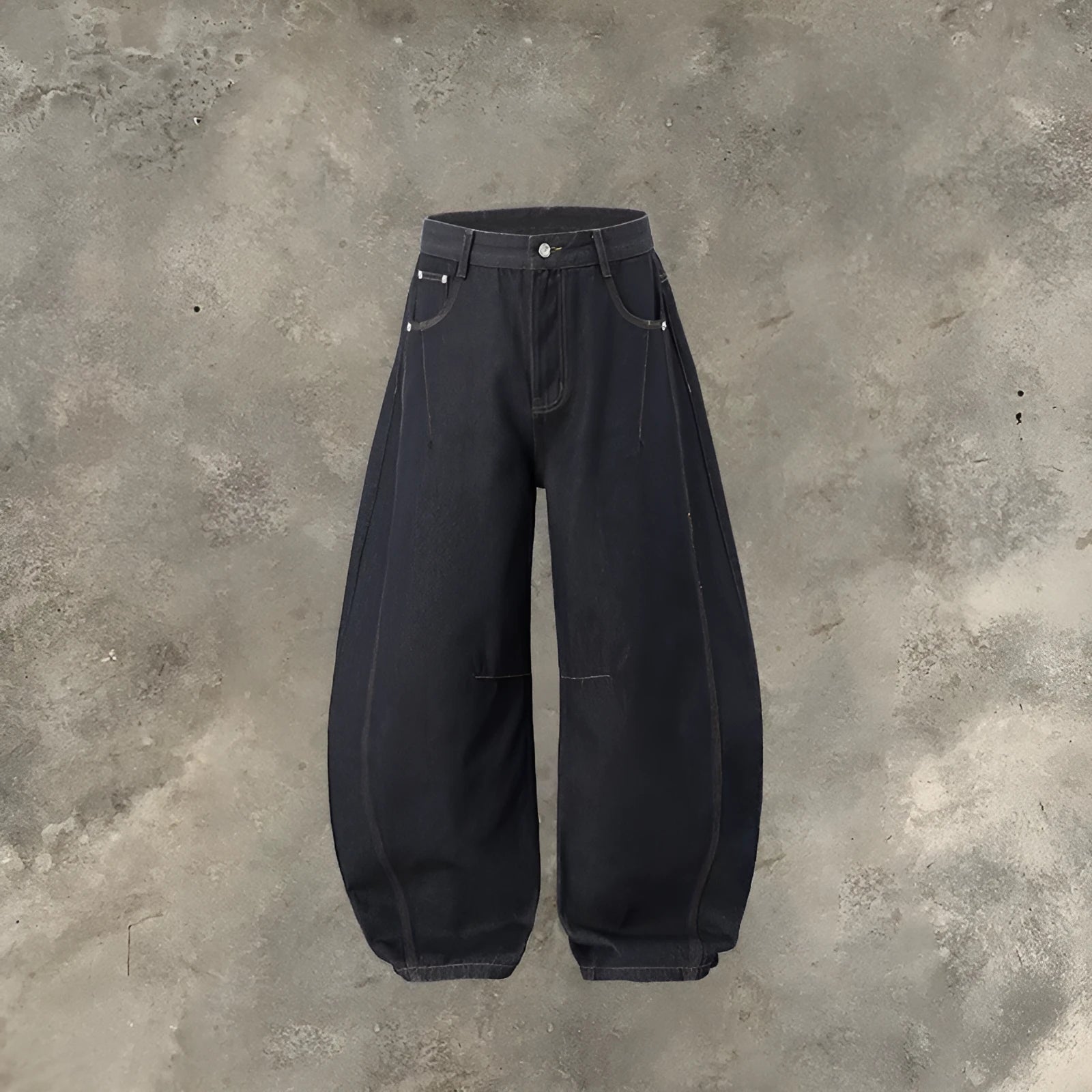 Men's wide leg denim trousers in original cow colour with mid waist and relaxed fit