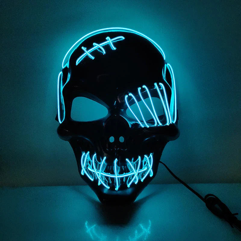 Scary one-eyed pirate mask with glowing LED lights for Halloween costume and party