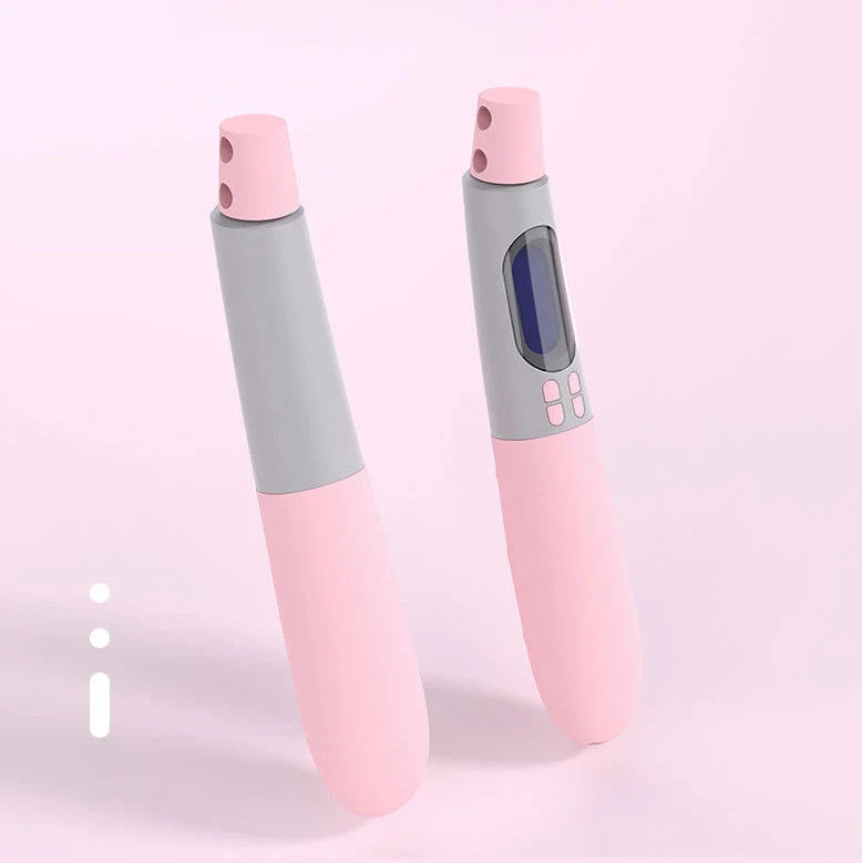 Blue cordless electronic skipping rope with Bluetooth handles and 3m wire