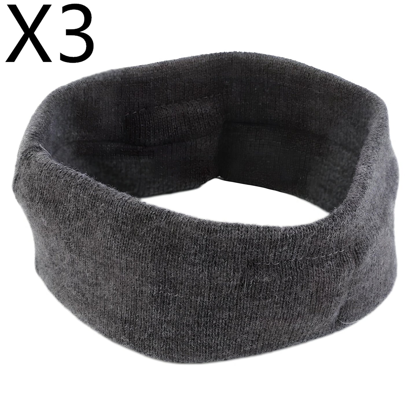 Black Bluetooth sports headband with integrated audio controls and 110mAh battery for workouts