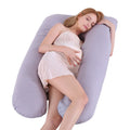 U-shaped ice silk pregnancy pillow in green colour showing 130x70cm dimensions