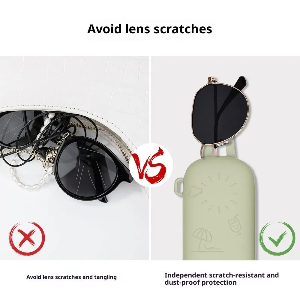 Silicone glasses storage bag in pink colour as a protective case for eyeglasses
