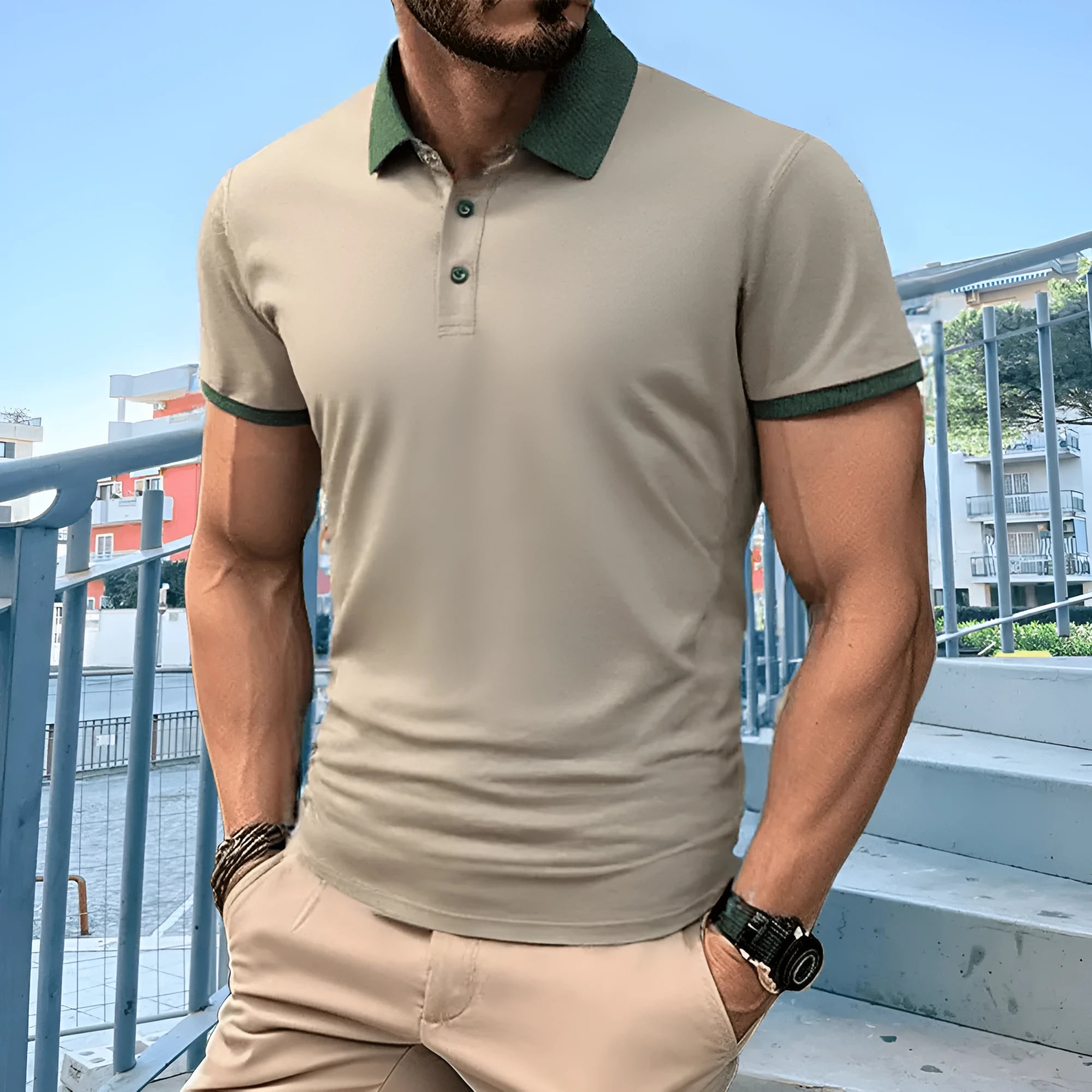 Ice silk polyester polo shirt with short sleeves and printed flocking detail in various colour options