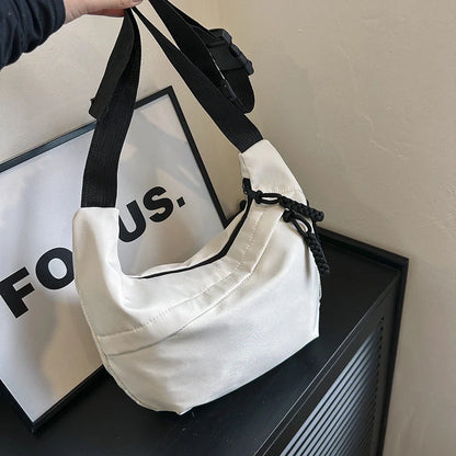 Korean underarm tote bag in durable canvas with mobile phone pocket