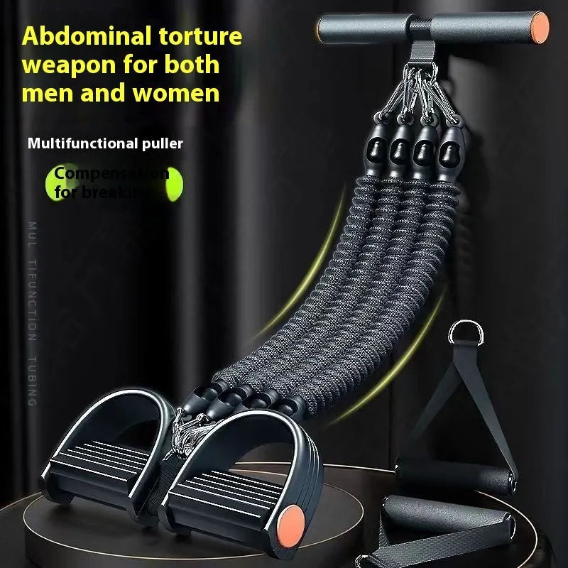 Black spring steel pedal chest expander with puller for home fitness slimming exercises