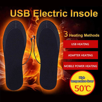 USB heated insoles for winter warmth in boots and sneakers, adjustable heat settings