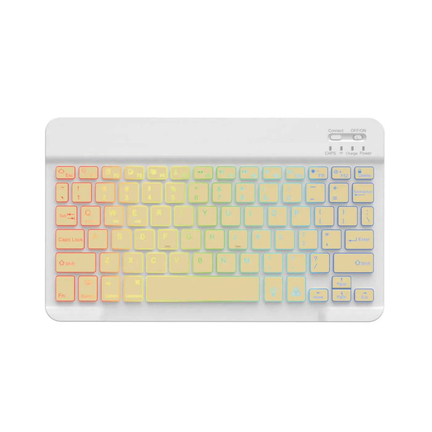 10-inch wireless Bluetooth keyboard with colourful backlit keys for mobile phones and tablets