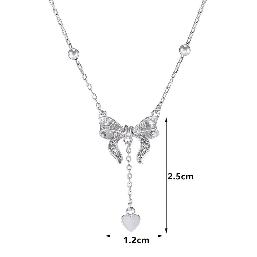 S925 silver butterfly heart clavicle chain with adjustable O-ring chain