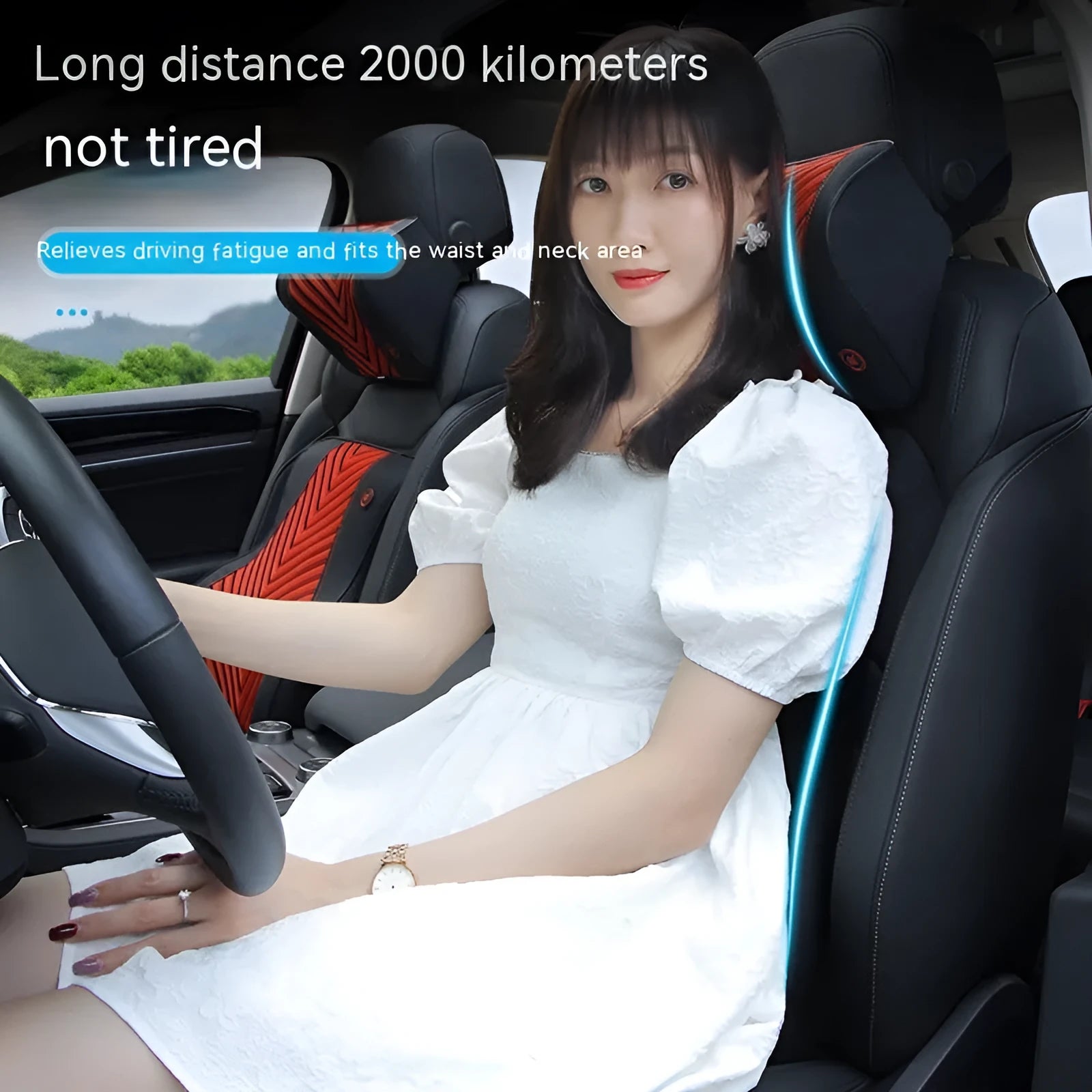 Car seat cushion with electric massage and heating functions for headrest or lumbar support