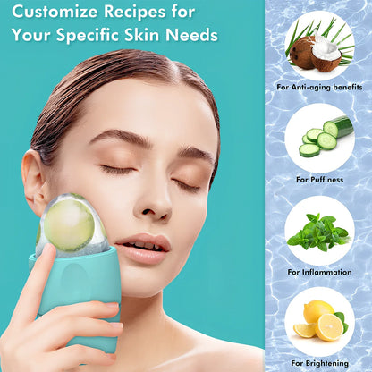 Pink silicone ice face roller mould for cooling massages, reducing pores and dark circles, compact 10-15cm design