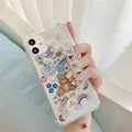 Bear chain protective iPhone case with TPU material and Japanese Korean cartoon design