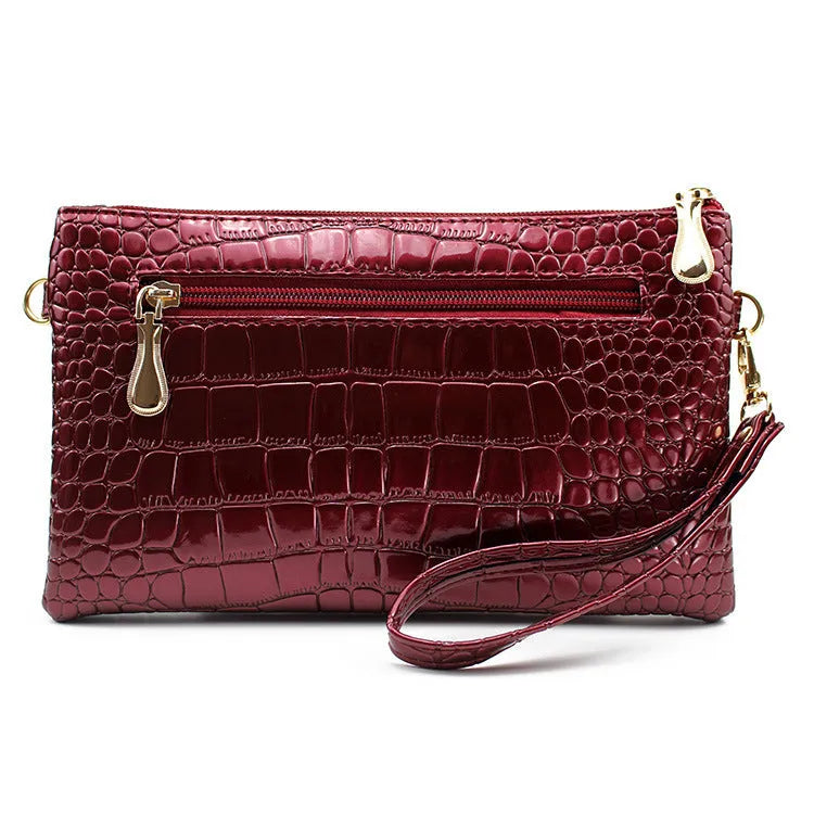 Soft PU women's shoulder messenger bag in horizontal square shape showing 24cm width dimensions