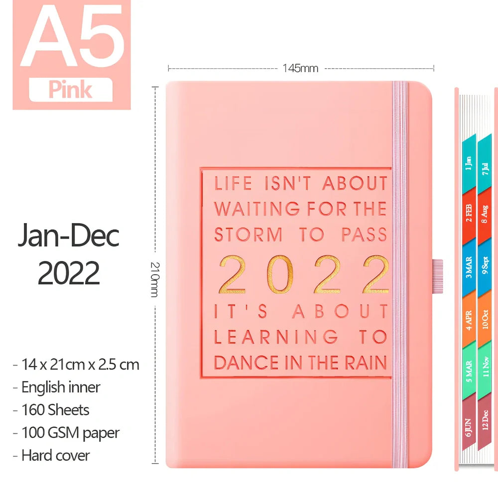 Red A5 imitation leather notebook with French fold binding and 100gsm pages, weighing 540g