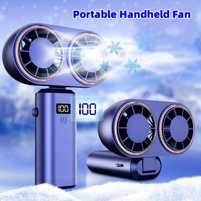 Compact, foldable USB-powered handheld fan with 5 adjustable speed settings and wide wind coverage for personal cooling anywhere