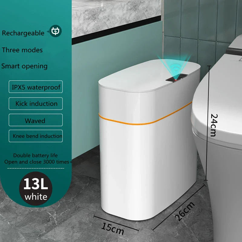 Hands-Free Automatic Trash Can with Odor Control and UV Sterilization for Kitchen, Bathroom, and Office Use