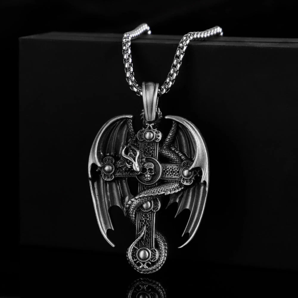 Men's stainless steel retro pendant sweater chain with pure tin pendant
