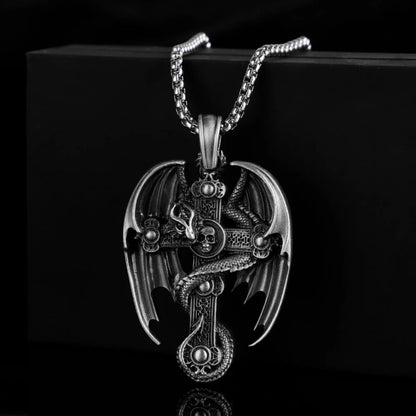 Men's stainless steel retro pendant sweater chain with pure tin pendant