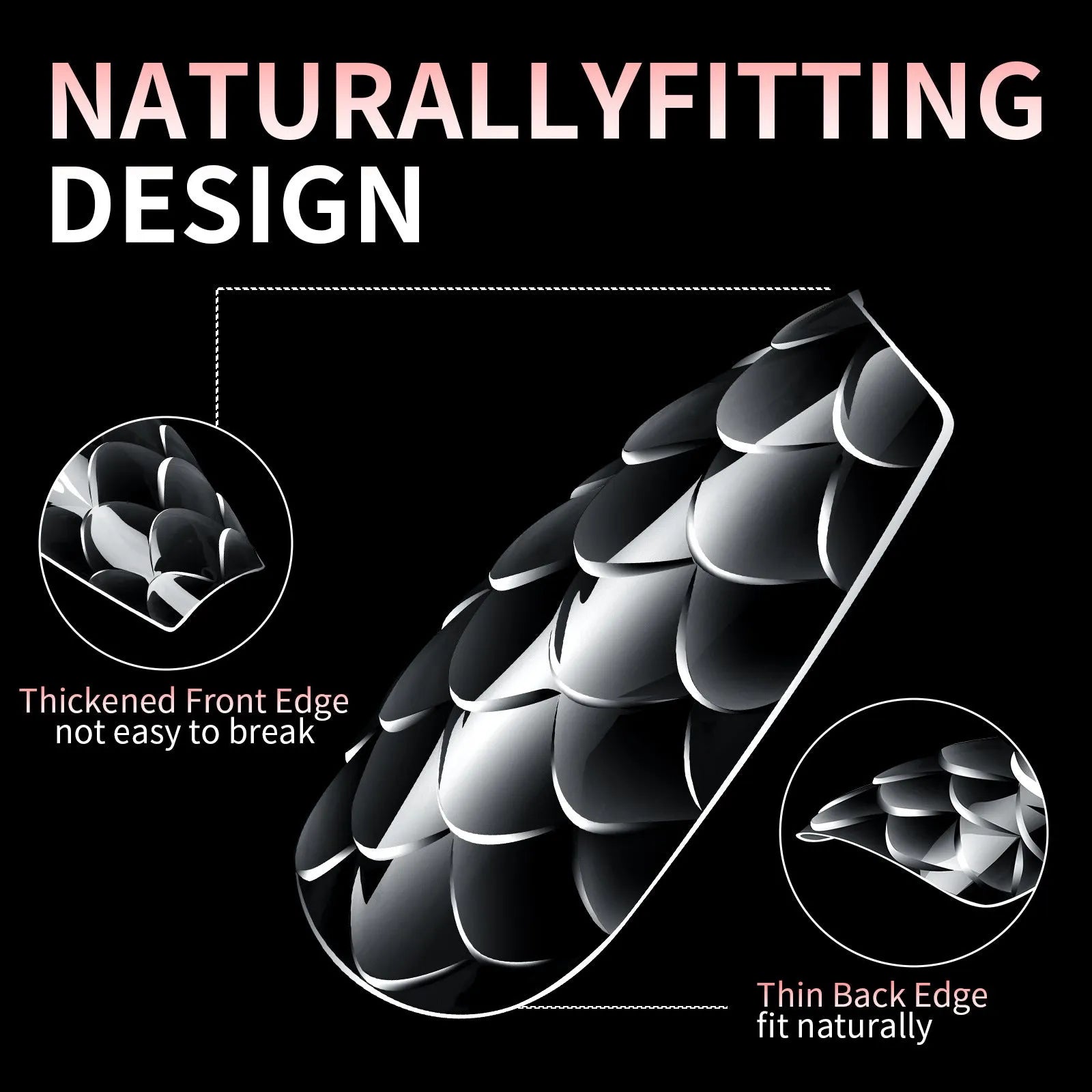 Pack of long plastic false nail tips for 3D sculpting and nail extensions.