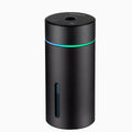Aluminium portable car air humidifier and essential oil diffuser with coloured night light on.