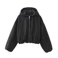 Women's casual hooded jacket in suede fabric available in black or white colours