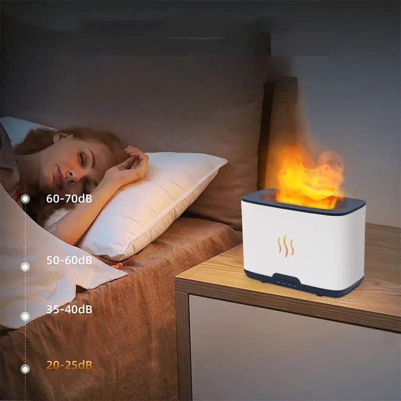 New Flame white 300ml square USB ultrasonic desktop humidifier on table