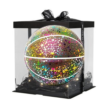 Glowing luminous fluorescent basketball with unique reflective effects for night games