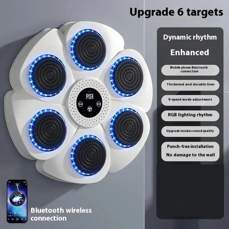 Black Bluetooth boxing target with wireless half-finger gloves for home fitness training