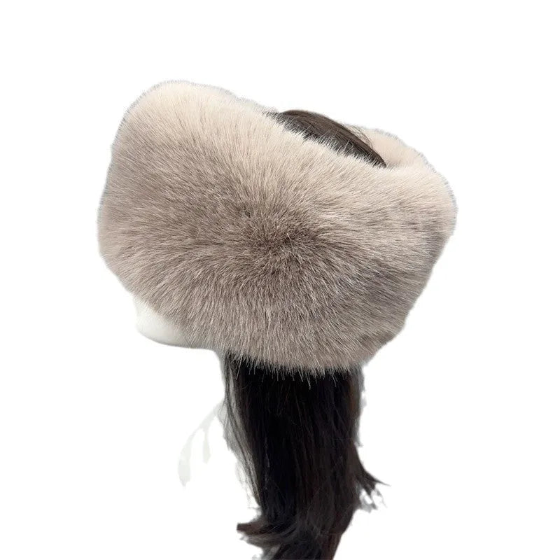 Knitted acrylic winter hat in white with dome crown and XINGX element, elastic inside for average size