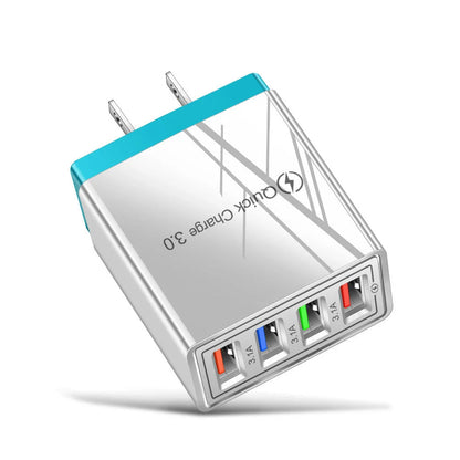 Powerful USB wall charger with Quick Charge 3.0 and 4 charging ports for fast, convenient device charging