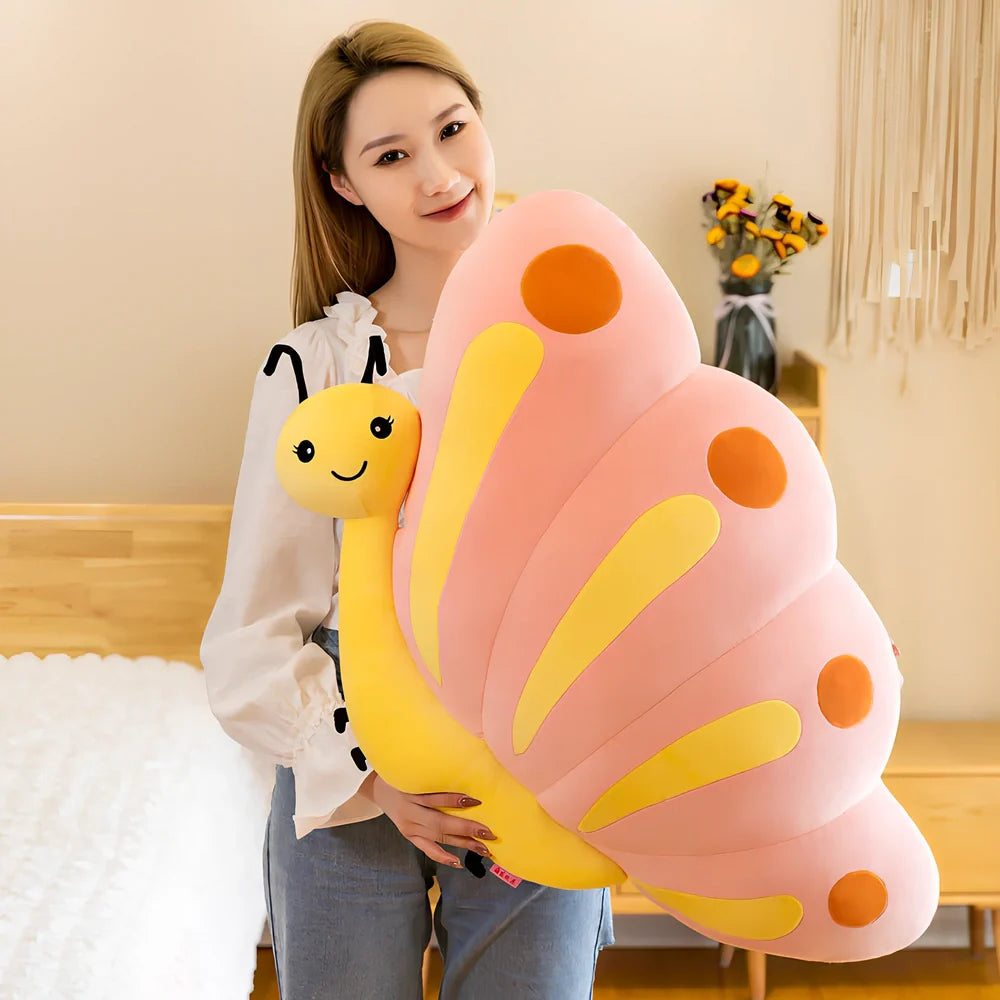 Blue or pink butterfly plush toy, 50cm height with down cotton filling for children's play