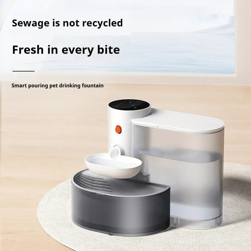 White Dump rechargeable pet water fountain with 3 litre tank for cats and small dogs